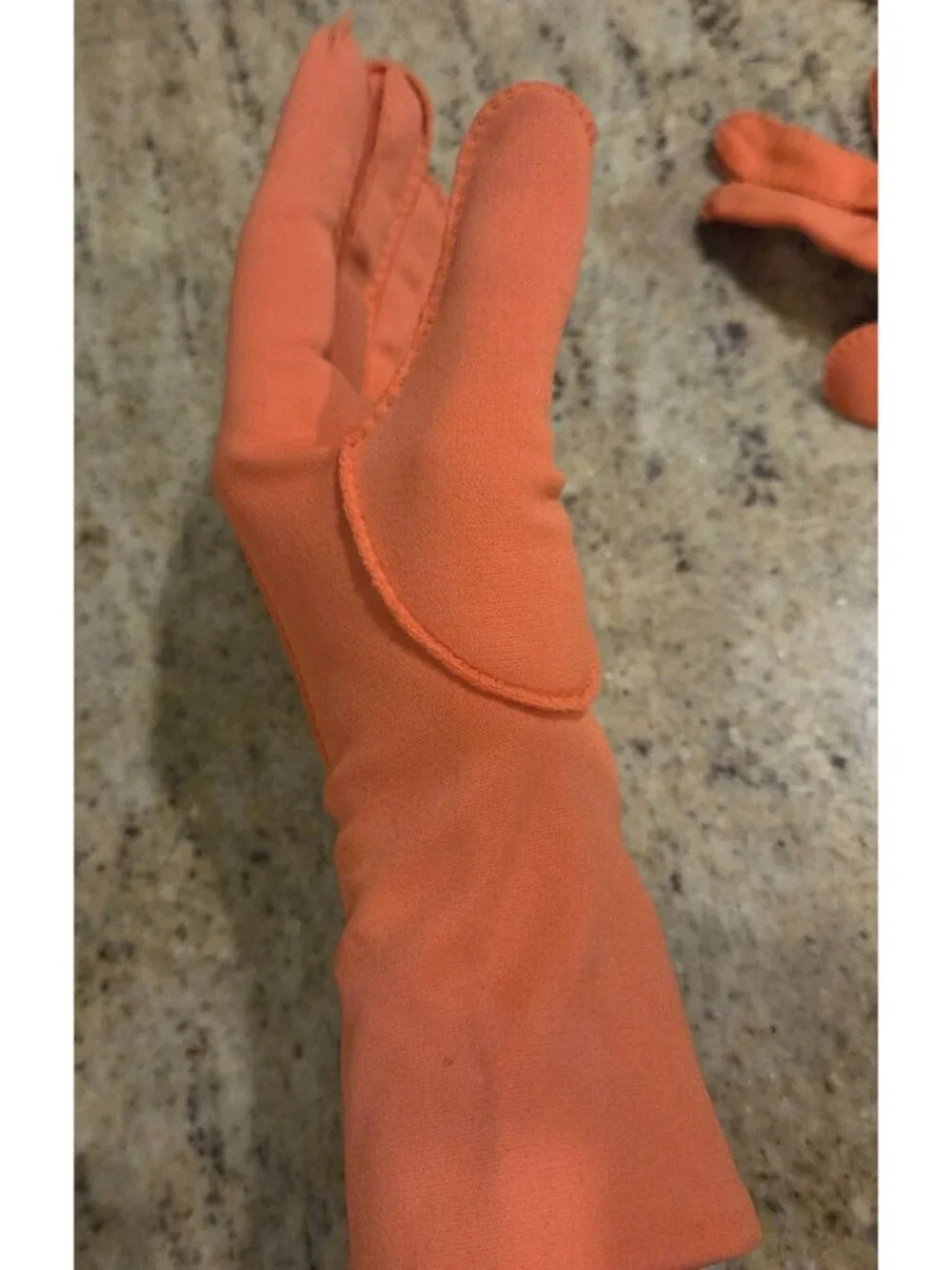 Vintage Womens Size XL XXL Pumpkin Orange Formal Stretch Nylon Gloves